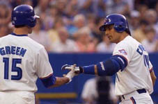 Shawn Green congratulating Jose after his homer on 6/22/98