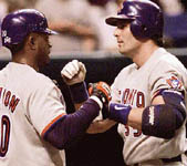 Patrick Lennon and Jose, after his 44th homer on 9/20/98 (AP) 