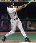 Jose hitting a 2 run double on 5/3/99 (AP)