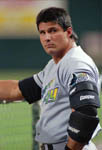 Jose getting ready to bat in Anaheim on 5/15/99 (AP)